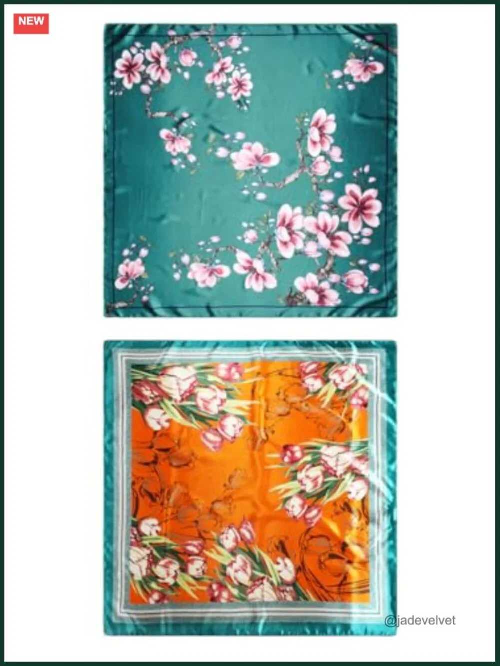 Silk Like Satin Head Scarf for Women, 35x35 in Square Bandana Hair Wrap